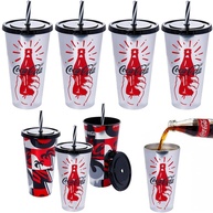 Kit com 4 Copos Coca-Cola 700ml Estampado com Tampa e Canudo - Original Oficial - imagem 1