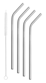 Jogo de Canudos de Aço Inox com Escova de Limpeza – 4 Peças Premium - imagem 1