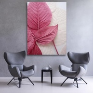 Quadro Decorativo Folhas Rosa e Branco - Tela Canvas Alta Definição com Borda Infinita - imagem 3