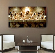 Quadro Santa Ceia 90x60cm em Tela Canvas - Arte Abstrata com Moldura de Madeira Maciça - imagem 5
