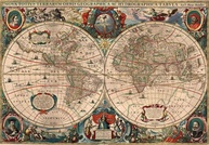 Mapa Mundi Antigo (1641) em Tela Canvas 50x71cm - Arte Histórica para Decoração Elegante - imagem 1