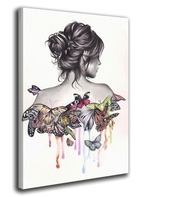 Quadro Decorativo Metamorfose Feminina em Tela Canvas 90x60cm | Arte Moderna com Silhueta e Borboletas - imagem 2