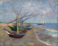Tela Canvas Barcos de Pesca de Vincent van Gogh 75x94cm - Arte de Museu para Decoração Elegante - imagem 1