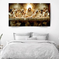 Quadro Santa Ceia 90x60cm em Tela Canvas - Arte Abstrata com Moldura de Madeira Maciça - imagem 4