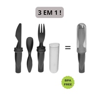Conjunto com 4 Kits de Talheres 3 em 1 Portáteis com Capa Protetora – BPA Free - imagem 5