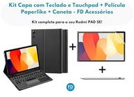 Capa com Teclado para Redmi Pad SE 11" com Mouse Touchpad e Compartimento para Caneta + Película Paperlike para Redmi Pad SE + Caneta Precision - FD Acessórios (Kit Capa + Película + Caneta) - imagem 3