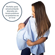 Capa de Amamentação Baby Deluxe Azul Poá - Tecido Premium com Ventilação e Alça Ajustável - imagem 4