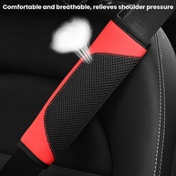 BESULEN: Capa Protetora Universal para Cinto de Segurança de Carro (2 Unidades) - Conforto e Segurança em Couro e Malha Respirável (Vermelho) - imagem 5