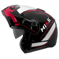 Capacete Mixs MX Captiva Robocop Escamoteável Cinza/Vermelho com Viseira Solar Interna - imagem 1