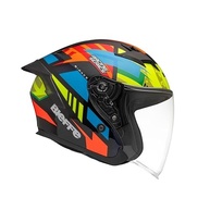 Capacete Moto Aberto Bieffe B-pace Aragon c/ Óculos Solar Interno - Preto Colorido - imagem 3