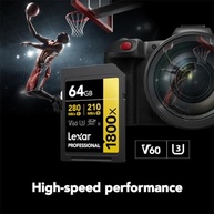 Cartão de Memória Lexar Professional 1800x SDXC UHS-II Gold 64GB: Capture Vídeos 4K Incríveis! - imagem 4
