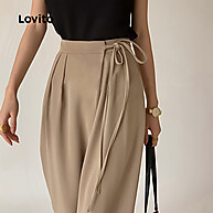 Calça Feminina Assimétrica Lovito: Elegância Cáqui - imagem 2