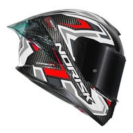 Capacete Norisk Carbon R Spot: Segurança e Estilo Inovadores | Branco, Cinza e Vermelho (Tamanho 56) - imagem 3