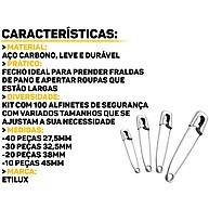 Alfinetes de Segurança: Kit 100 Unidades Aço Carbono - imagem 2