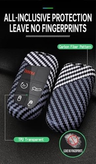 ontto Capa de chave com padrão de carbono adequada para Jeep Grand Cherokee Smart Remote Key Fob para Chrysler 200 300 acessórios de carro - imagem 5