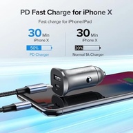 Carregador Veicular USB-C 30W Carga Rápida 4.8A Máx. para Android e iOS - Cinza - imagem 4
