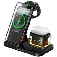 Central de Carga 5 em 1: Carregador Wireless + Relógio LED - imagem 2