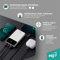 Power Bank ELG 10200mAh Branco: Carga Rápida Universal com Display Inteligente - imagem 5