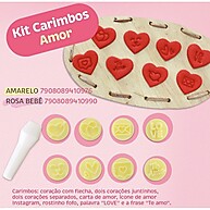 Carimbos Amor: Kit 9 Peças Rosa - imagem 1
