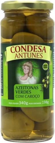 Azeitonas Verdes Com Caroço Condesa Antunes 340g - imagem 1