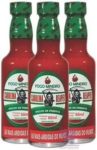 3 Molhos De Pimenta Carolina Reaper 60ml Mais Ardida Do Mundo - imagem 1