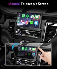 Rádio Automotivo Podofo Single Din com Apple CarPlay e Android Auto Sem Fio - Tela Dobrável 7" HD Touchscreen - imagem 3
