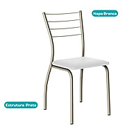 Conjunto 2 Cadeiras 1700 Tubo Prata Napa Branca Carraro - imagem 2