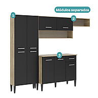 Cozinha Compacta Arizona Glam: Elegância em Carvalho com Preto Carraro - imagem 2