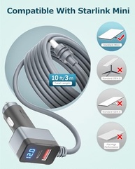 Mini Cabo Starlink 3 em 1: Carregador Veicular 12V/24V com USB-C PD 36W e USB-A 18W | Display Digital - imagem 4