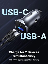 Carregador Veicular UGREEN USB-C PD 20W + QC 18W: Carregamento Rápido Duplo e Compacto para iPhone, iPad e Mais - imagem 3