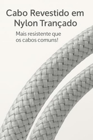 Cabo Carregador Turbo 2 Metros Trançado De Nylon Branco Compatível com iPhone 14/13/12/11/XR/XS/8/7/SE/Certificado Premium Compatível Com Lightning - imagem 4