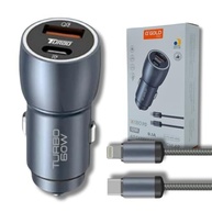 Carregador Veicular Turbo 60W Pro: Kit Completo com Cabo USB-C e Duas Portas USB 3.0 | Carregamento Rápido 9.1A Fast Charge para Carro e Automotivo Compatível com iOS - Premium Cinza - imagem 2
