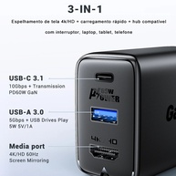 ACEFAST 65W: Carregador GaN + Dock 4K - imagem 2