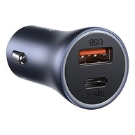 Carregador Veicular Baseus Golden Pro Dual 40W Turbo USB+USB-C | Cabo 1m Cinza - imagem 4