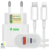 Carregador Turbo 50W USB-C e USB-A para iPhone e iPad - Carga Rápida Certificado Anatel - imagem 1