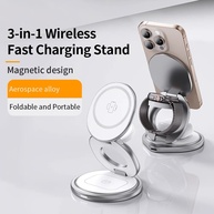 Carregador Magnético 3 em 1 Metal: Rotação 360° e Carga Rápida - imagem 1