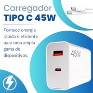 Carregador Turbo 45W USB-C + USB-A: Carregamento Ultra Rápido para iPhone 15/16 Pro Max e Mais! - imagem 3