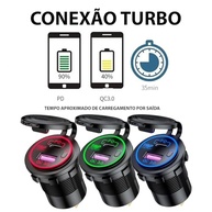 Carregador USB Turbo QC 3.0 e PD 18W para Veículos - 2 Saídas + Acendedor Azul - imagem 4
