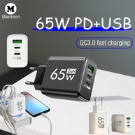 Carregador Rápido 65W: 3 Portas, PD & QC3.0 - imagem 1