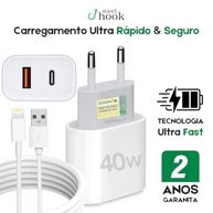 Carregador Turbo iPhone 40W Dupla Porta + Cabo USB - Carregamento Rápido para iPhone 7 ao 14 Pro Max e iPad - Homologado Steel Hook - imagem 3