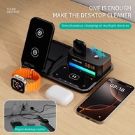 Carregador Sem Fio 5 em 1: Som Bluetooth, Relógio e Luminária - imagem 1