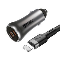 Kit Carregador Veicular Turbo 60W Duplo USB-C + Cabo Lightning para iPhone e iPad - imagem 1