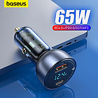 Carregador Veicular Baseus 65W Dual USB-C e USB-A - imagem 1