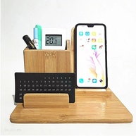 Carregador Wireless 3 em 1 de Bambu - imagem 1