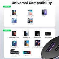 Carregador Veicular U.green 2 em 1: Carregamento Rápido PD 42.5W USB-A/C para iPhone e Android - imagem 5