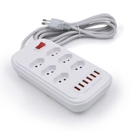 Filtro de Linha Premium: 6 Tomadas 10A + 6 USB 3.4A, Cabo 3m, Branco - Organize e Carregue Tudo! - imagem 2