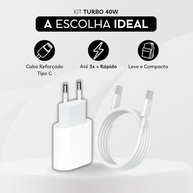 Kit Carregador Turbo 40W Duas Portas (USB-C PD + USB-A QC3) + Cabo Tipo-C: Carregue Tudo Rápido! - imagem 3