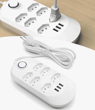 Régua de Extensão Elétrica 6 Tomadas + 2 USB - Branco 2m | Organize e Carregue Tudo! - imagem 1