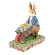 Enesco Estatueta Jim Shore Beatrix Potter - Peter Coelho com Carrinho de Flores | Coleção Exclusiva 15cm - imagem 1