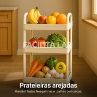 Carrinho Organizador Multiuso 3 Níveis com Rodízios - Branco Moderno para Cozinha, Banheiro e Home Office - imagem 4